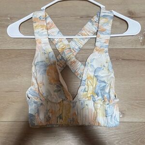 Abercrombie & Fitch Pastel Floral Cross-Back Bralette in Yellow & Blue